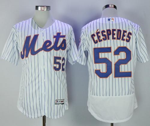 Mets #52 Yoenis Cespedes White(Blue Strip) Flexbase Authentic Collection Stitched MLB Jersey - Click Image to Close
